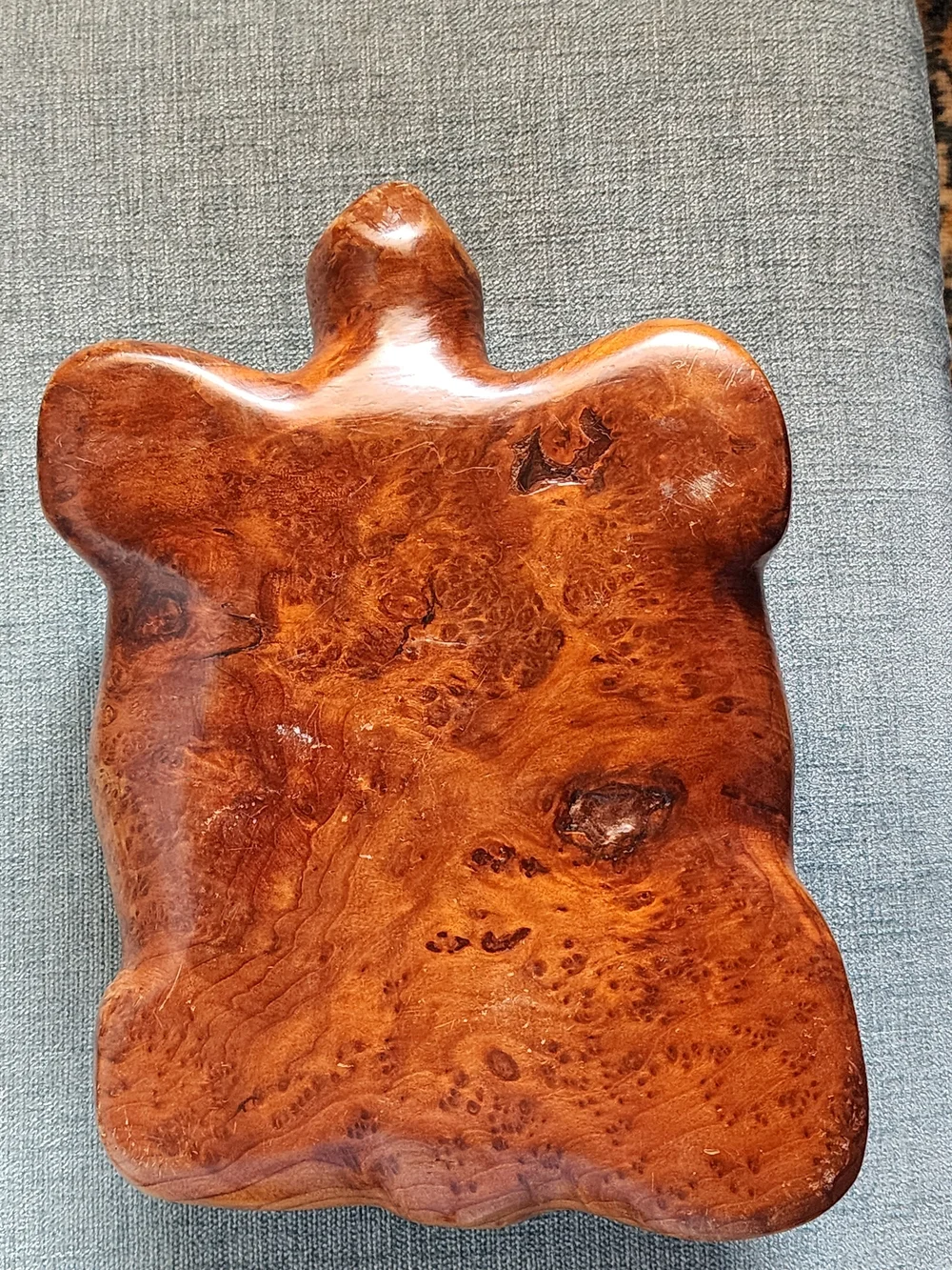 MCM Hand-Carved Burl Wood Turtle